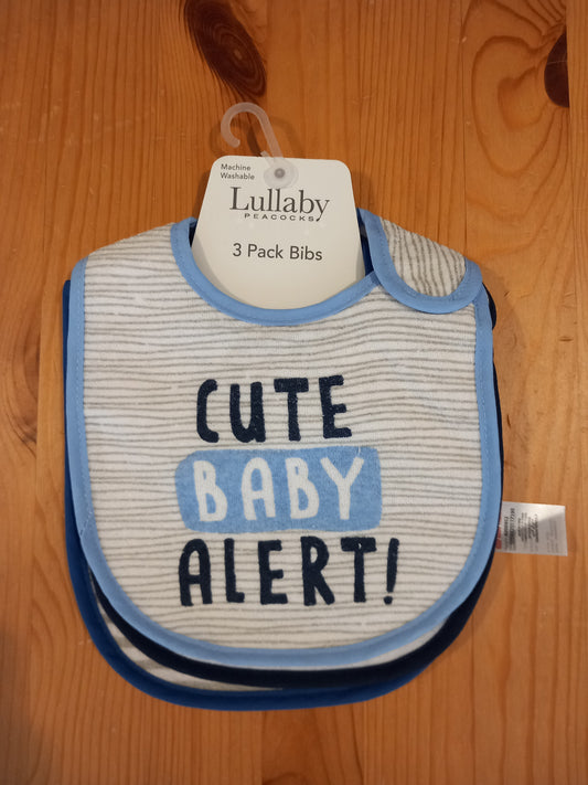 3 x Bibs (BNWT) - Boys One Size - Peacocks