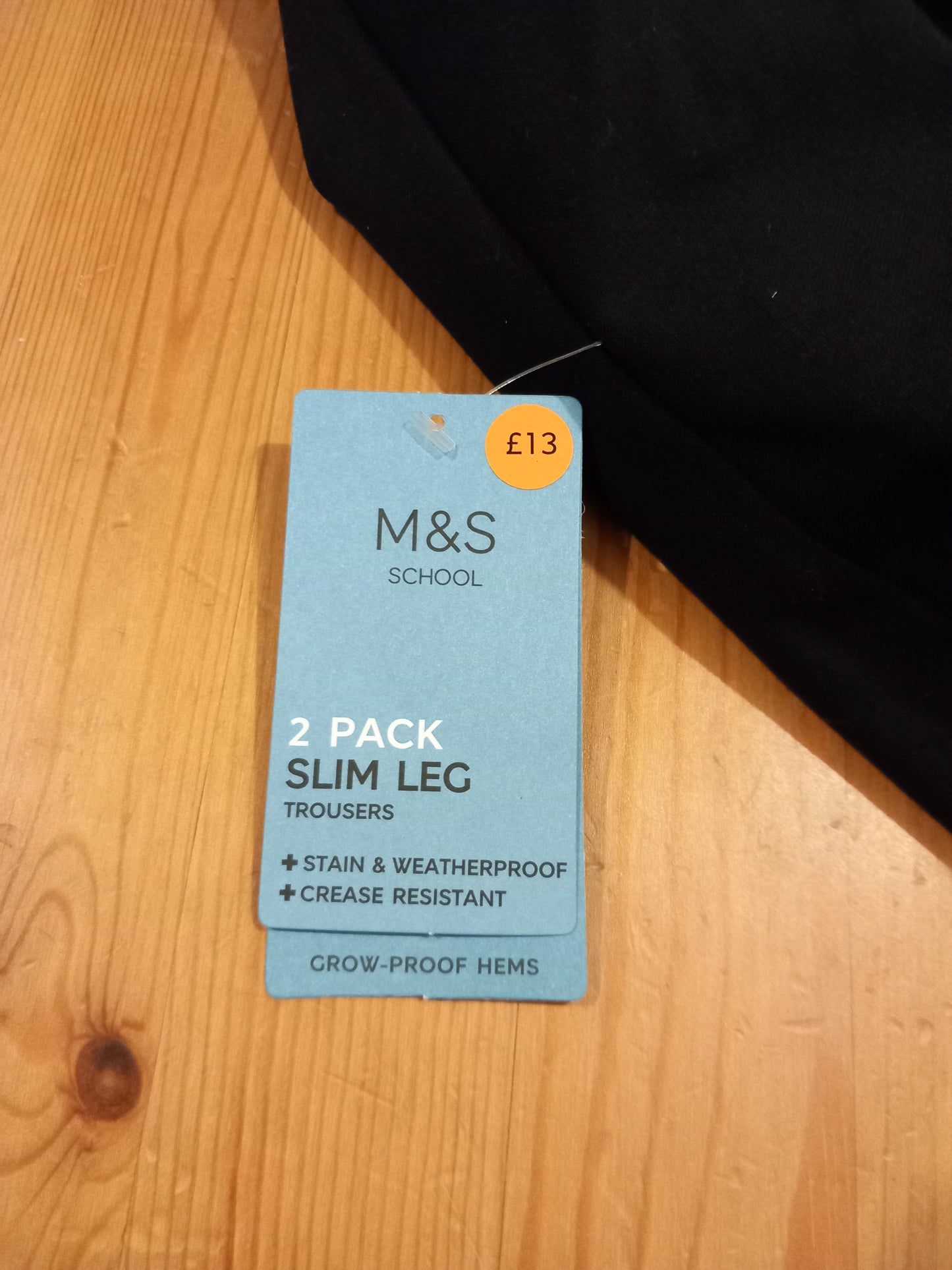 Black Extra Long Slim Leg School Trousers With Adjustable Waistband (BNWT) - Boys 6-7 years - M&S School