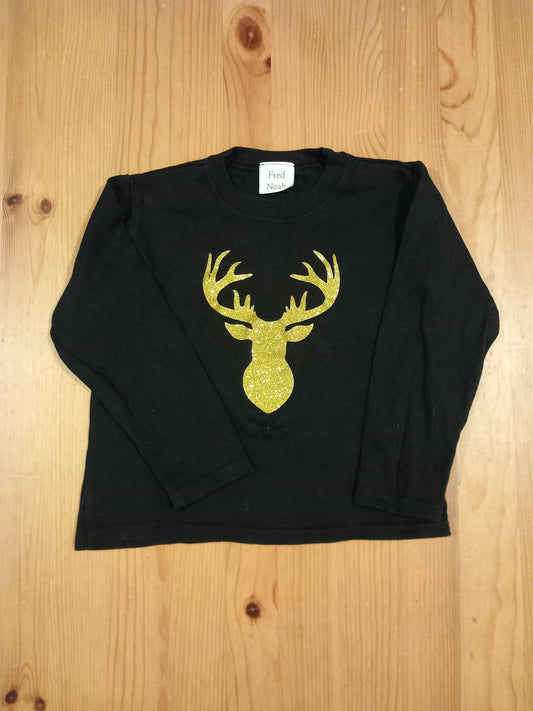 Glittery Reindeer Long Sleeve Top - Unisex 2-3 years - Fred & Noah