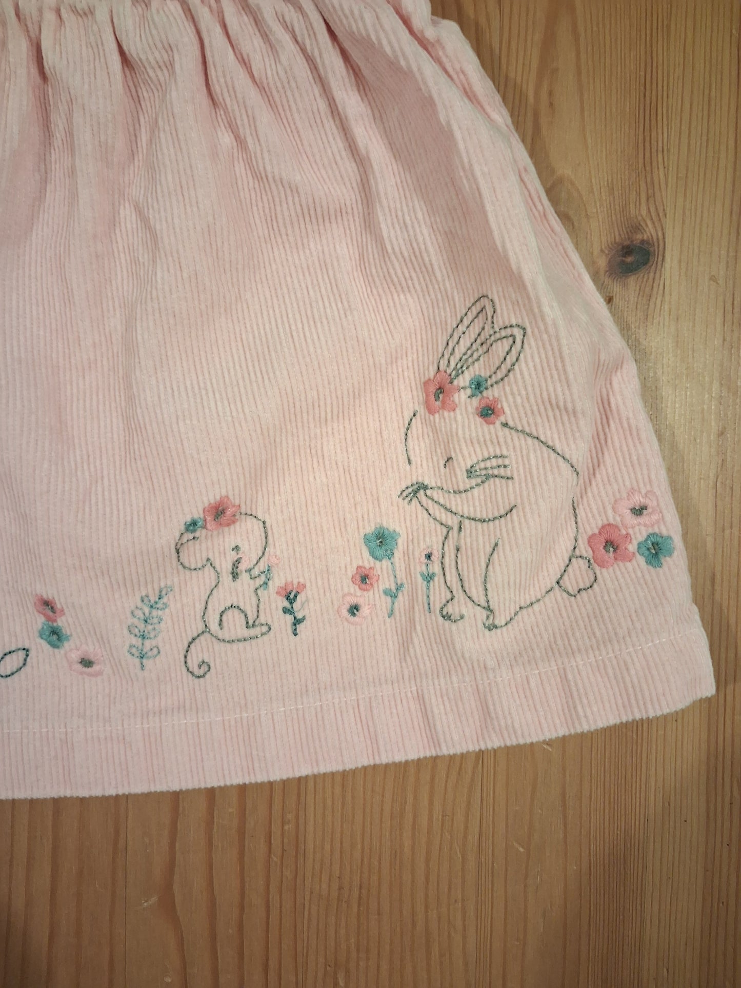 Pink Corduroy Mouse & Rabbit Pinafore Dress - Girls 6-9 months - Mini Club