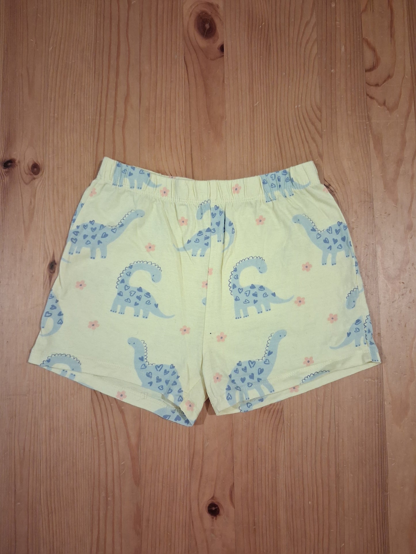 Yellow Dinosaurs & Flowers Shorts Pyjamas - Girls 5-6 years - F&F