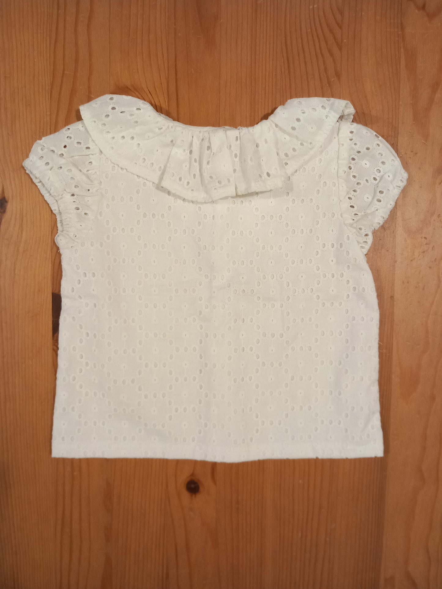 Handmade Lined White Short Sleeve Top - Girls 2-3 years - Josh & Bella Kids