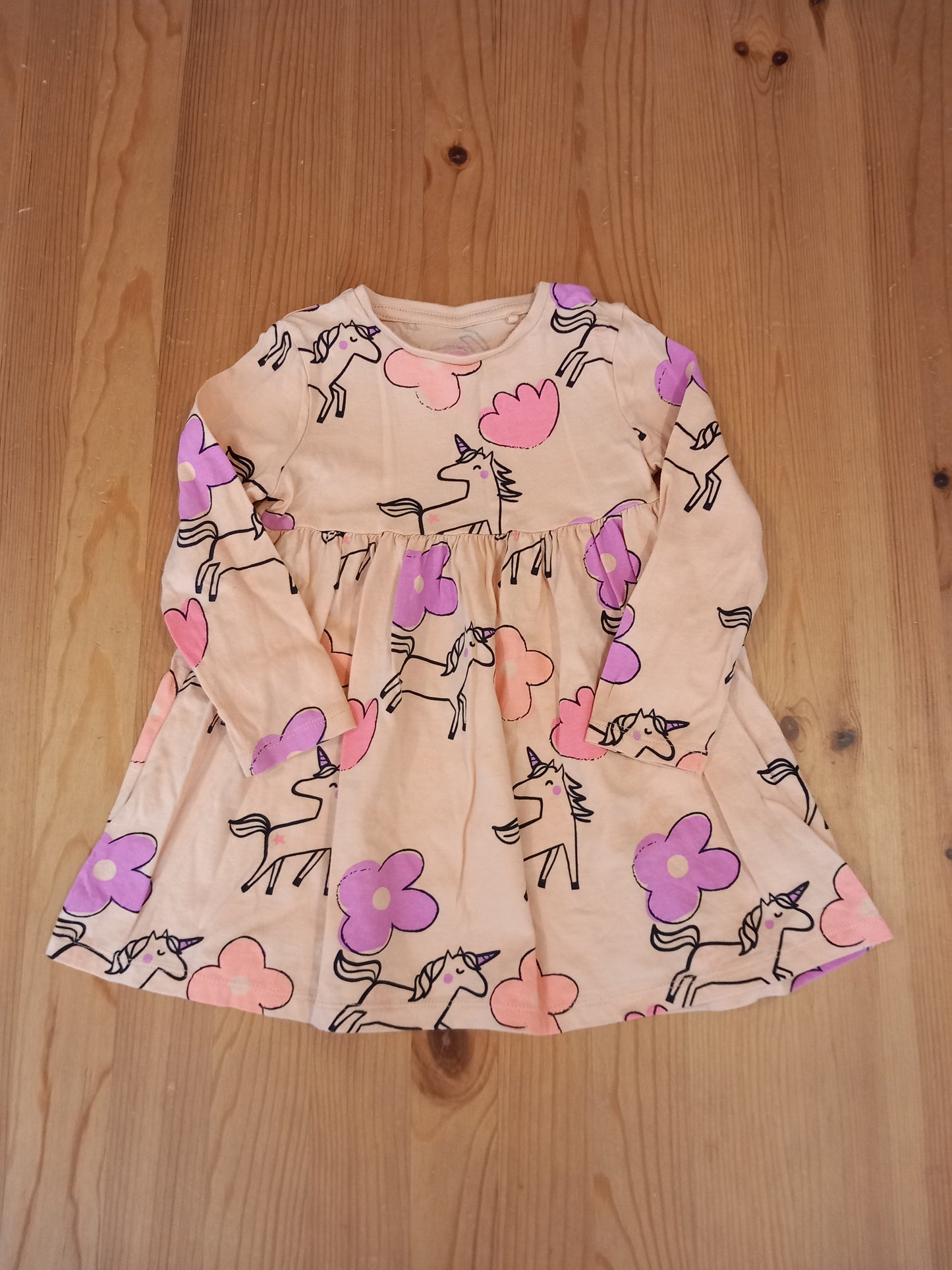 Unicorns & Flowers Long Sleeve Dress - Girls 18-24 months - F&F