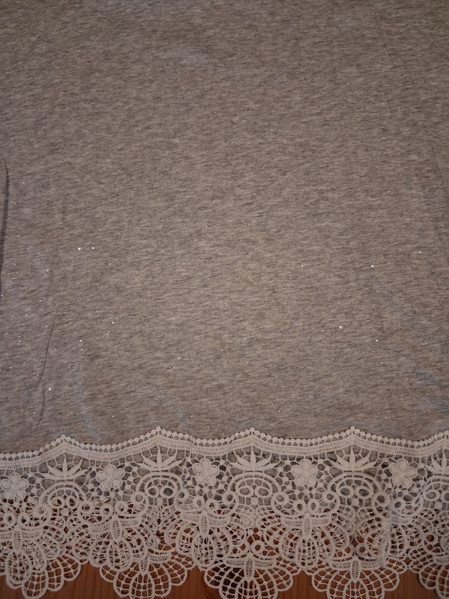 Grey Glittery Oversized Shorter Length/Cropped T-Shirt - Girls 12-14 years - H&M