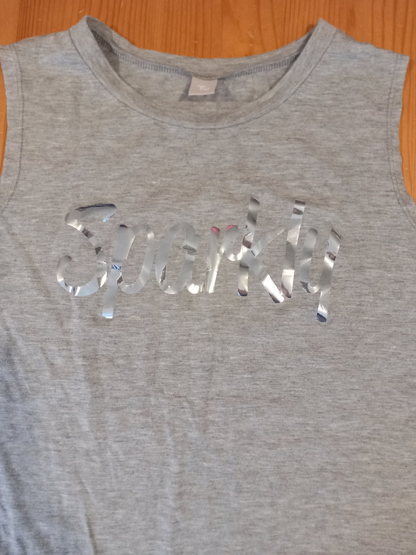 Grey 'Sparkly' Oversized Sleeveless Top - Girls 13 years - TU