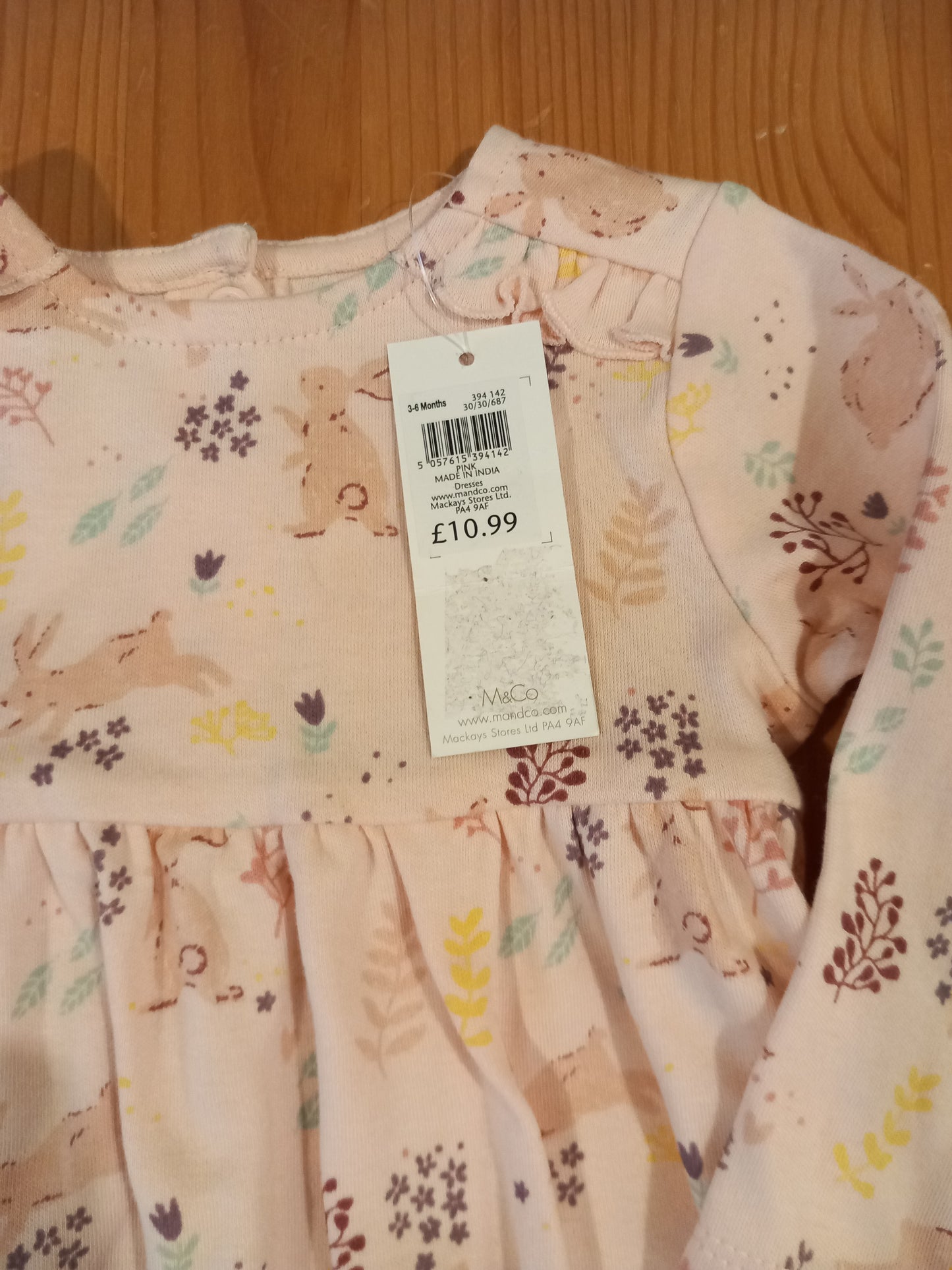 Long Sleeve Rabbits Dress (BNWT) - Girls 3-6 months - M&Co