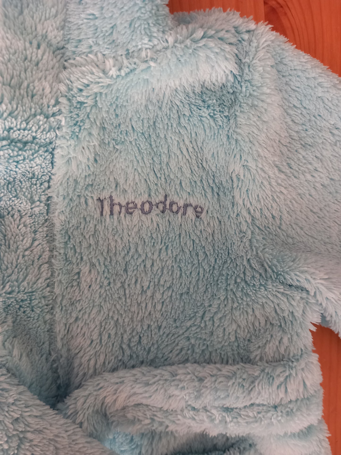 Blue Dressing Gown With Ears (Personalised With Theodore) - Boys 0-6 months - Express Gifts Ltd