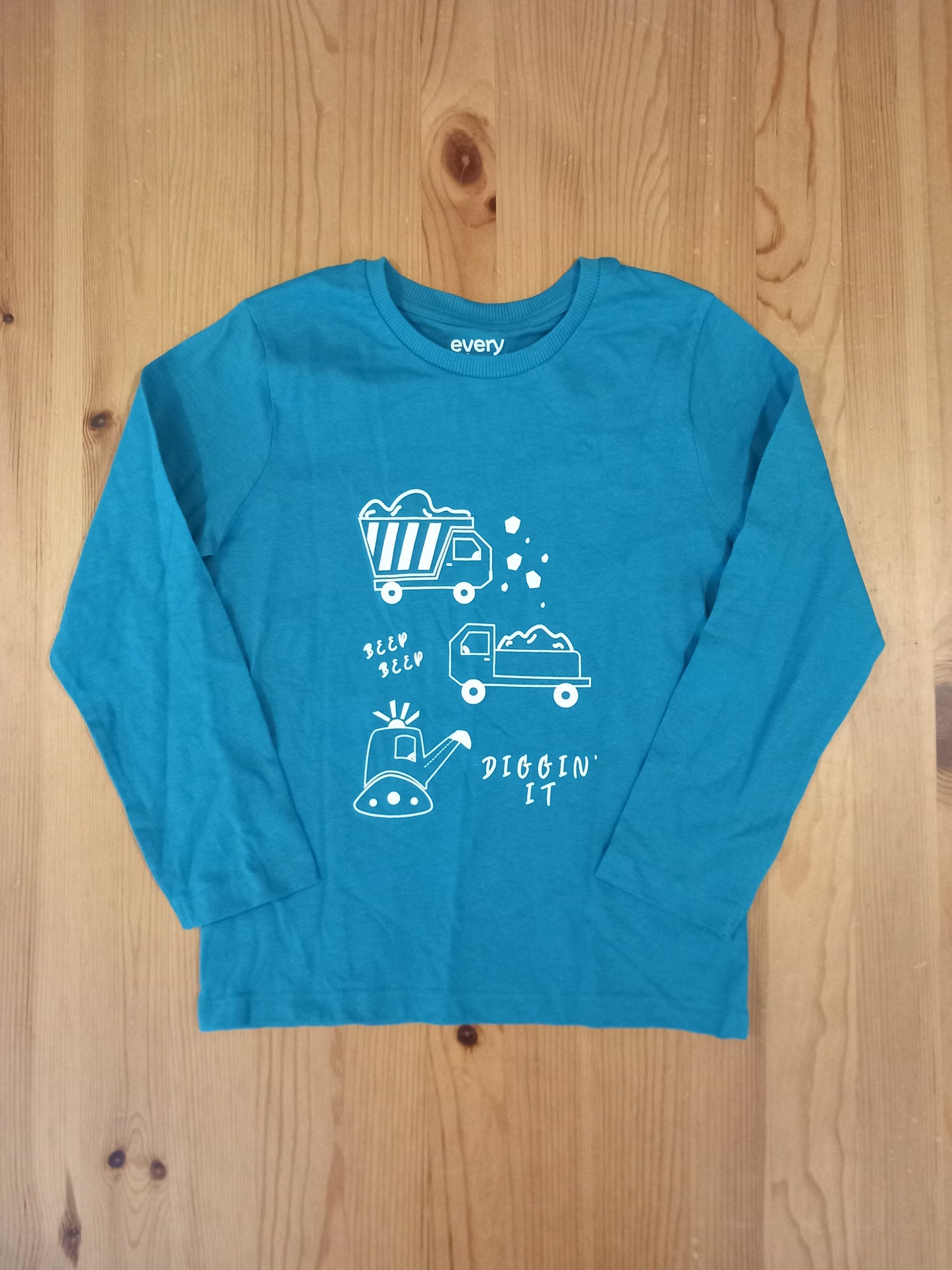 Construction Vehicles Long Sleeve Top - Boys 6-7 years - Everyday