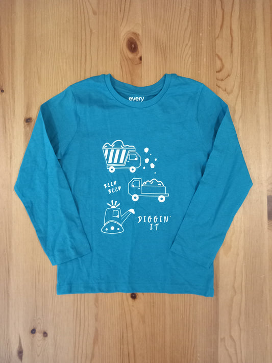 Construction Vehicles Long Sleeve Top - Boys 6-7 years - Everyday