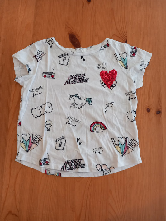 Pictures Sequined Heart T-Shirt - Girls 8-10 years - H&M
