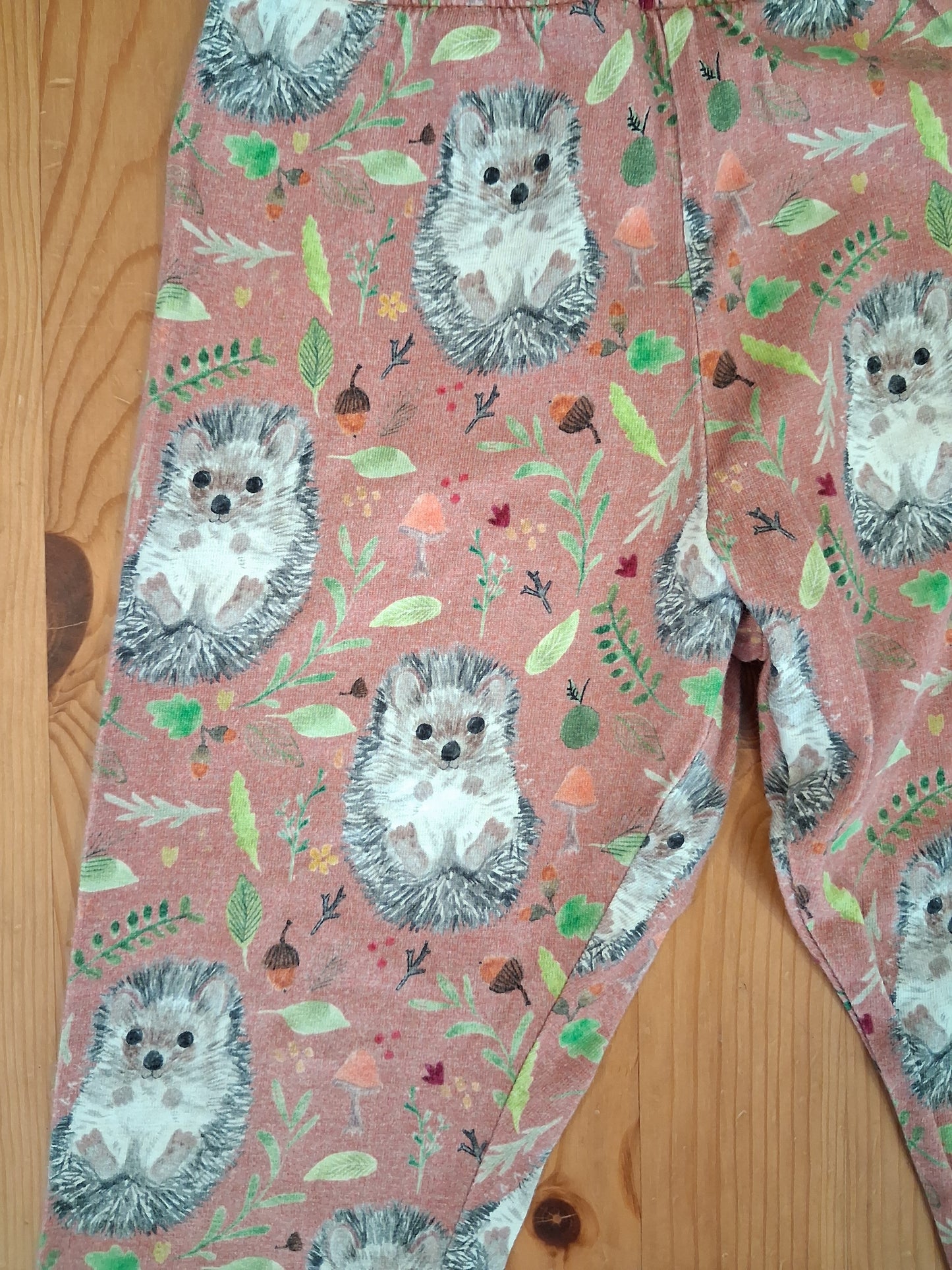 Handmade Hedgehogs & Nature Leggings - Girls 4-5 years - Button & Loop Handmade