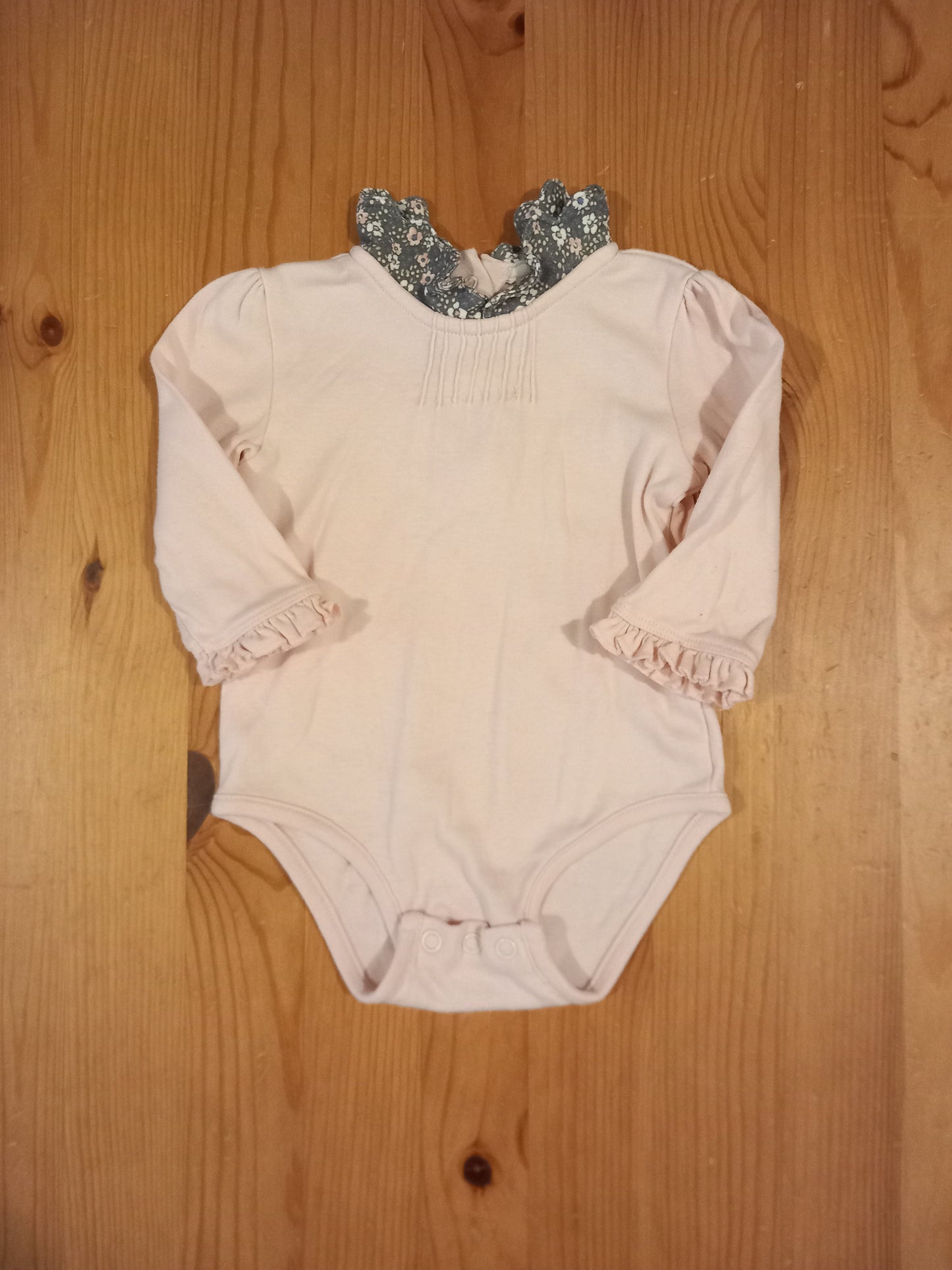 2 x Feature Collar Long Sleeve Bodysuits - Girls 3-6 months - Mothercare