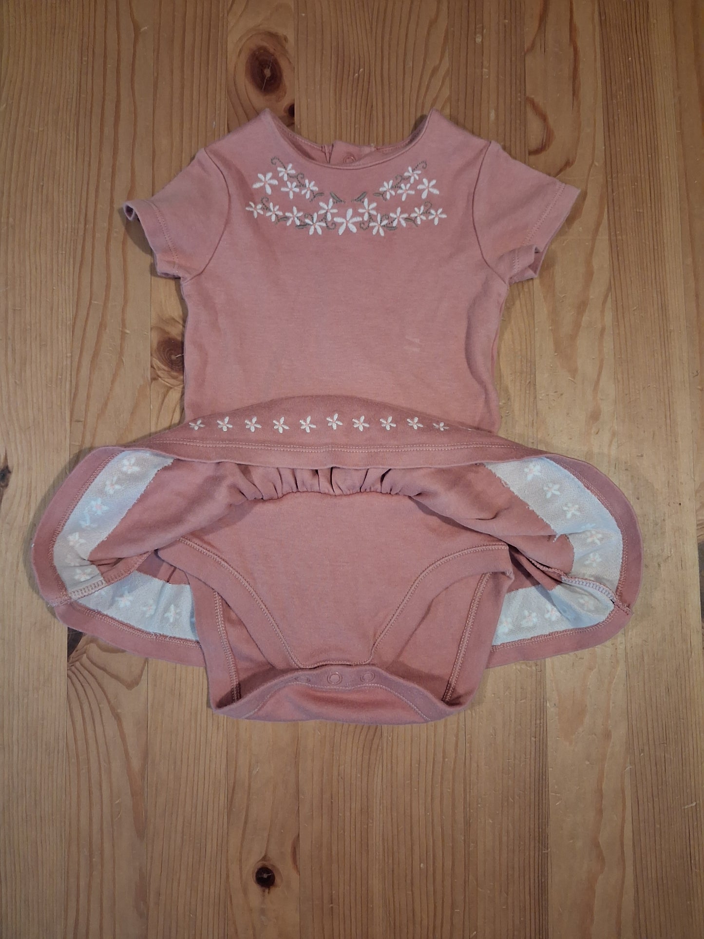 Pink Floral Tunic Style Short Sleeve Top With Bodysuit Fastening - Girls 12-18 months - M&S