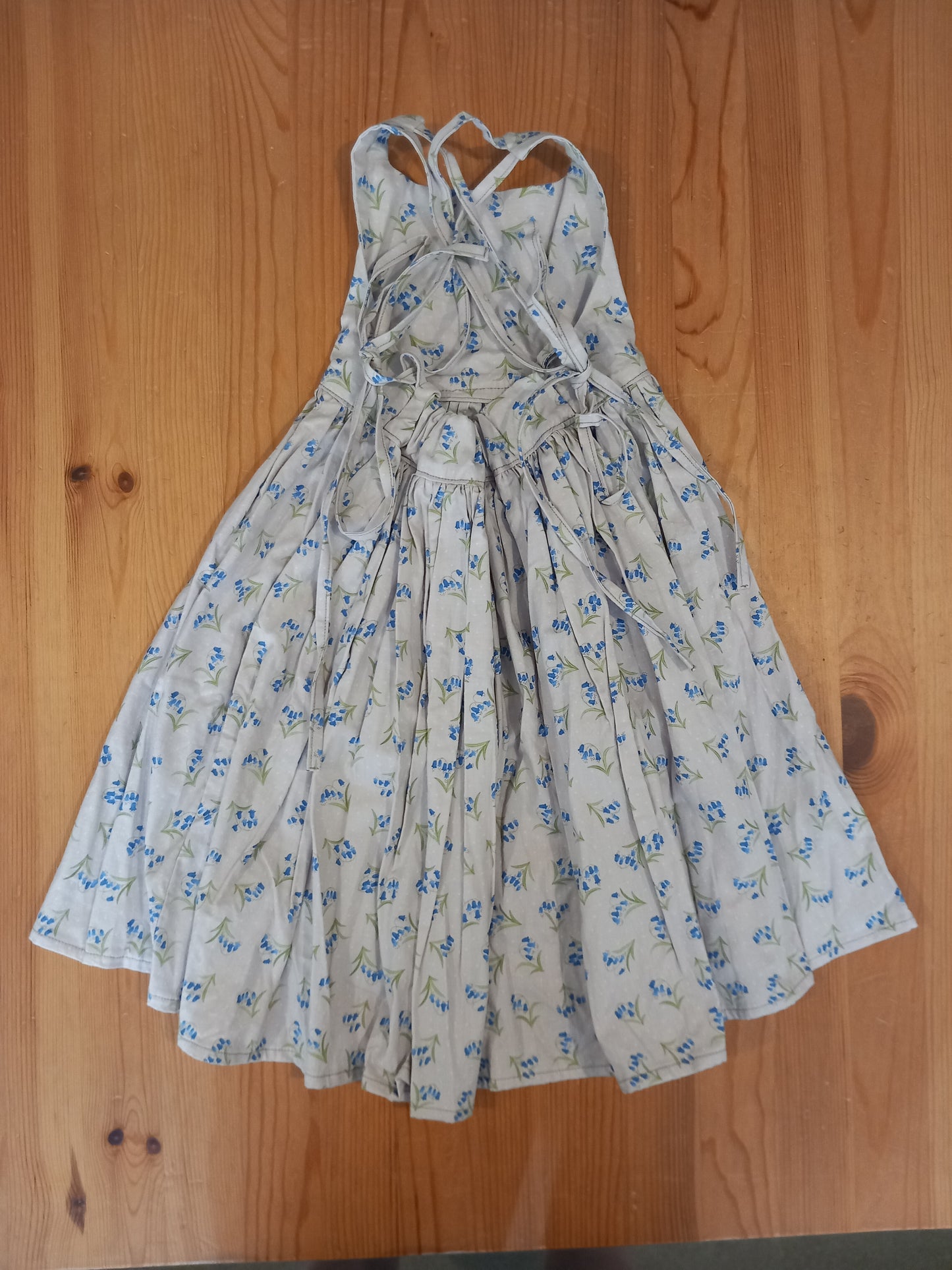 Handmade Bluebells Bow Back Dress - Girls 4-5 years - Button & Loop Handmade