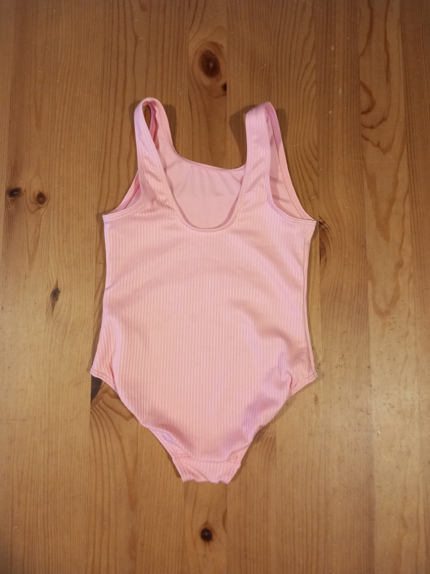 Pink Ribbed Swimming Costume - Girls 5-6 years - F&F