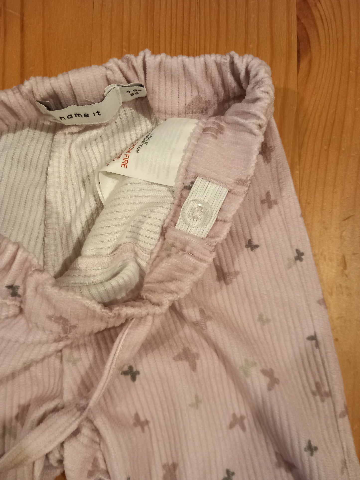 Soft Feel Ribbed Butterfly Trousers With Adjustable Waistband - Girls 4-6 months - Name It