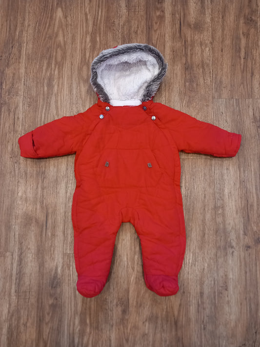 Red Pramsuit With Foldover Cuffs - Unisex 3-6 months - TU
