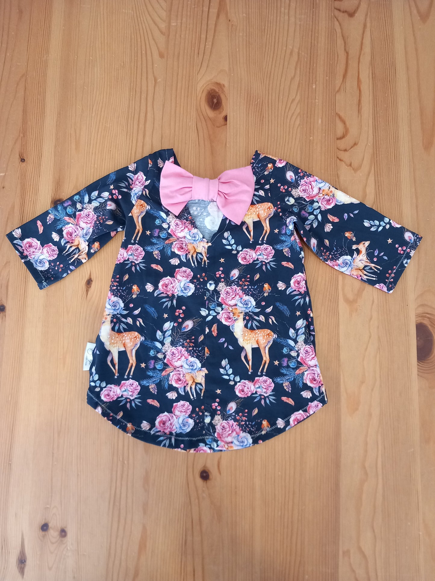 Handmade Deer & Flowers Bow Back Top - Girls 3-4 years - Bebè Collection
