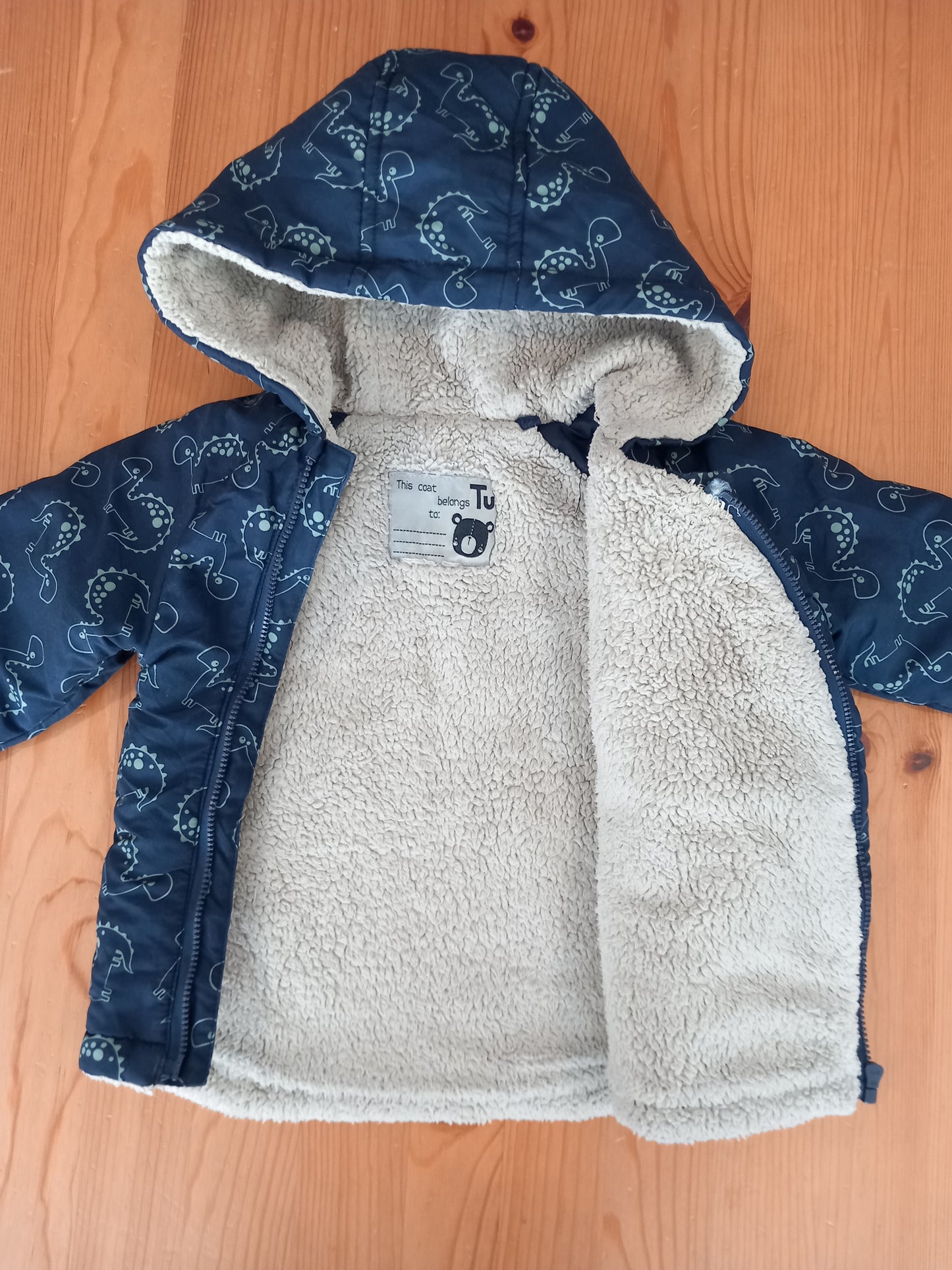Navy Dinosaurs Coat With Fleecy Lining - Boys 12-18 months - TU