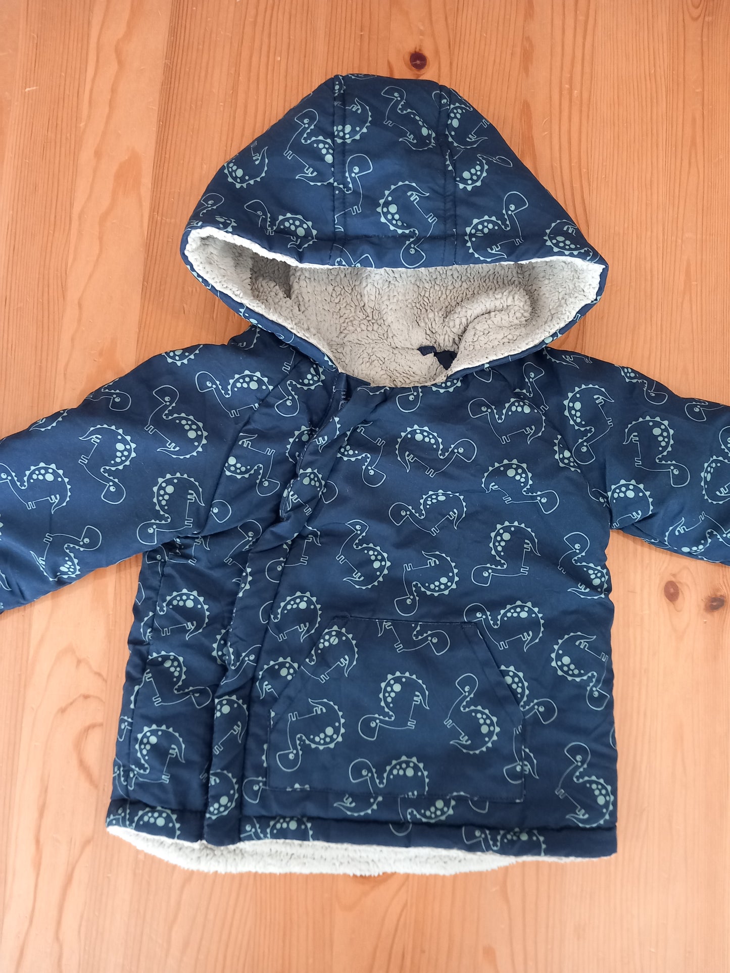 Navy Dinosaurs Coat With Fleecy Lining - Boys 12-18 months - TU