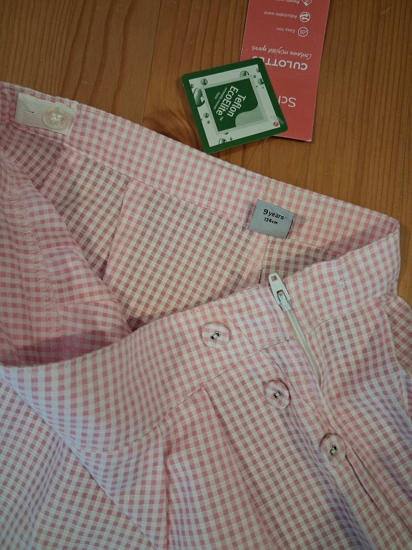 Pink Gingham Culottes With Adjustable Waistband (BNWT) - Girls 9 years - TU School