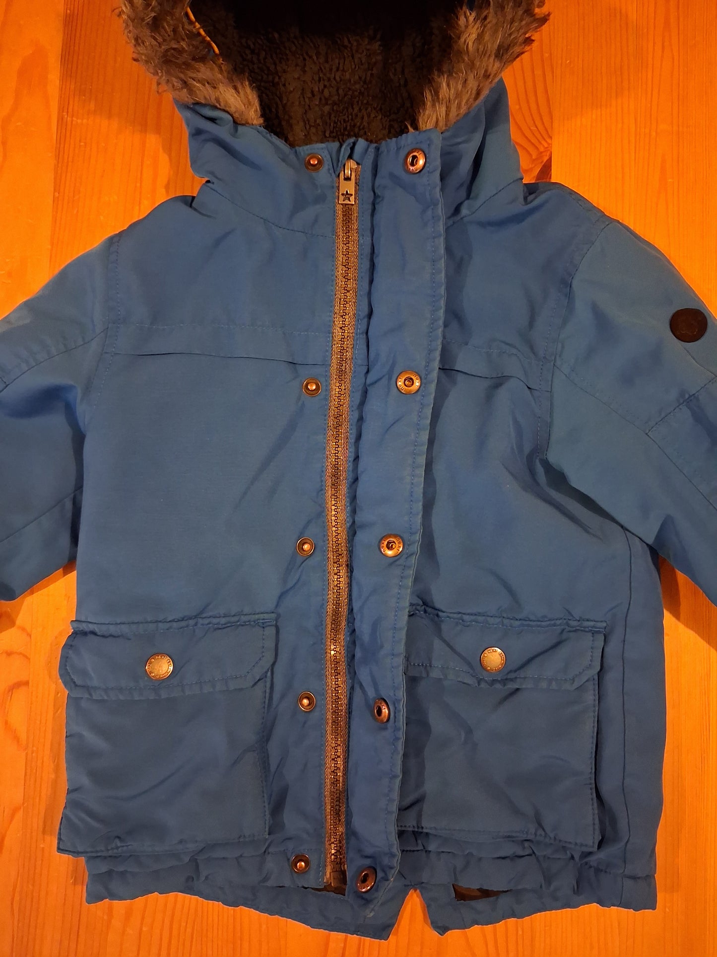 Blue Coat With Furry Hood - Boys 3-4 years - Next