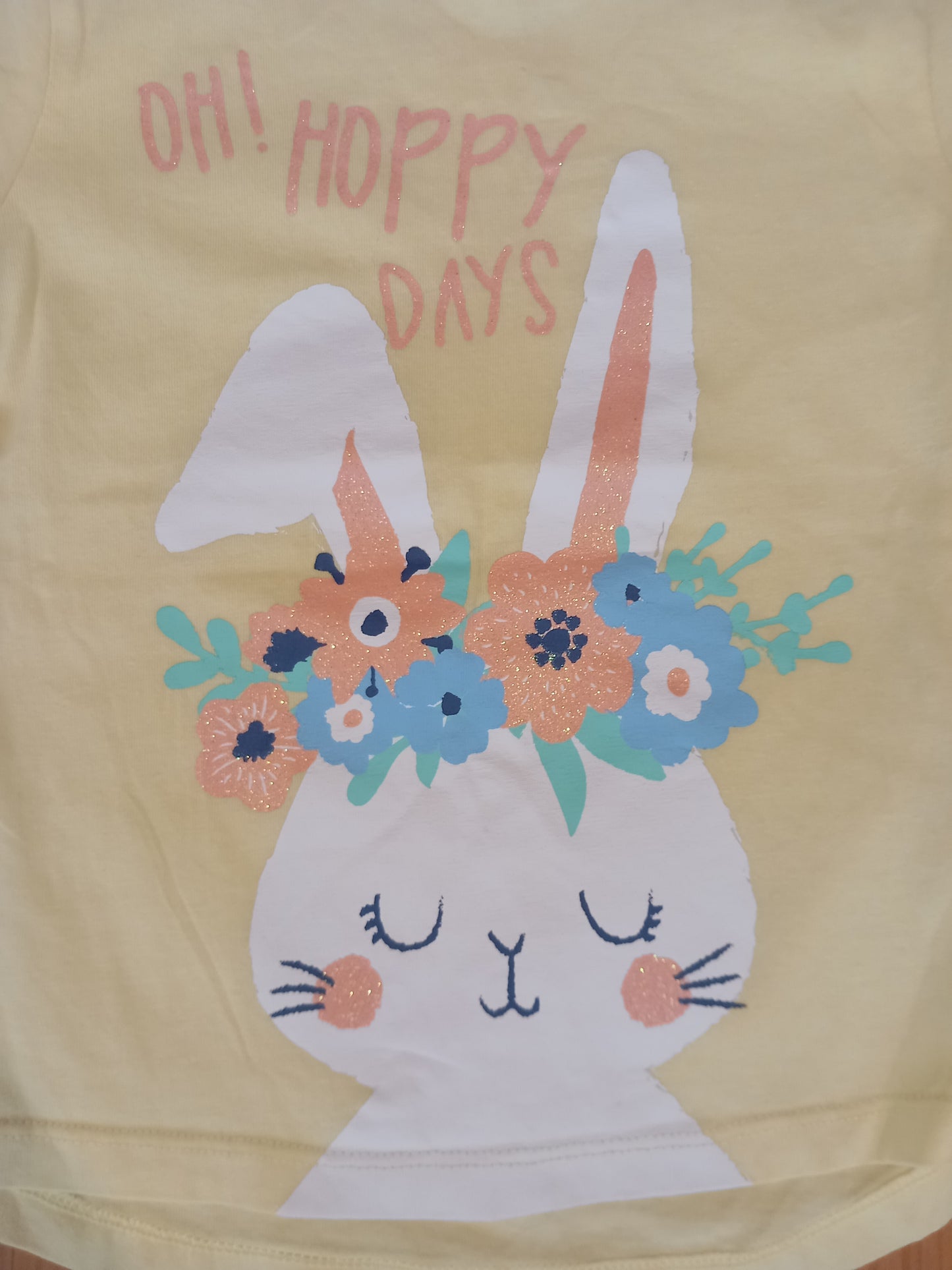 Yellow 'Hoppy Days' Glittery Rabbit T-Shirt - Girls 18-23 months - Matalan