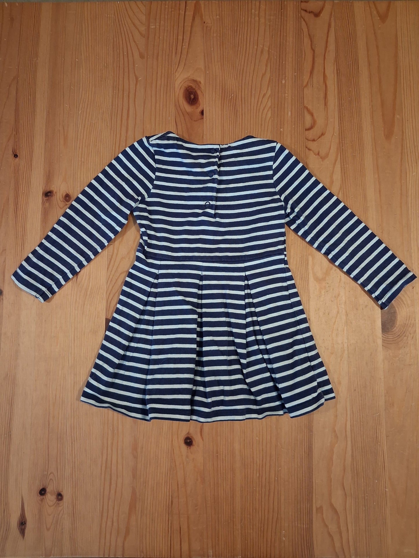 Long Sleeve Navy Striped Dress - Girls 12-18 months - Mothercare