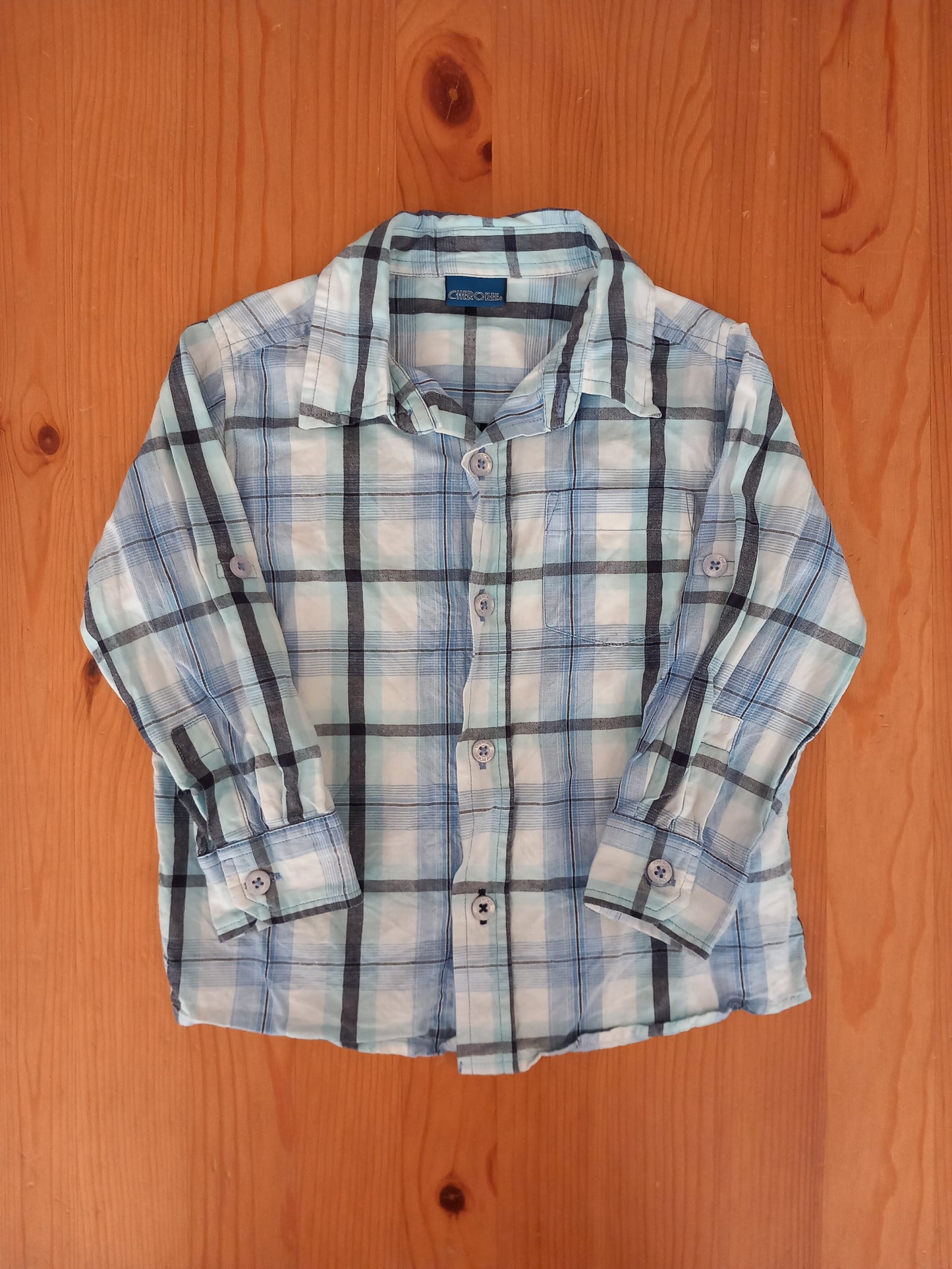 Blue Long Sleeve Patterned Shirt - Boys 2-3 years - Cherokee