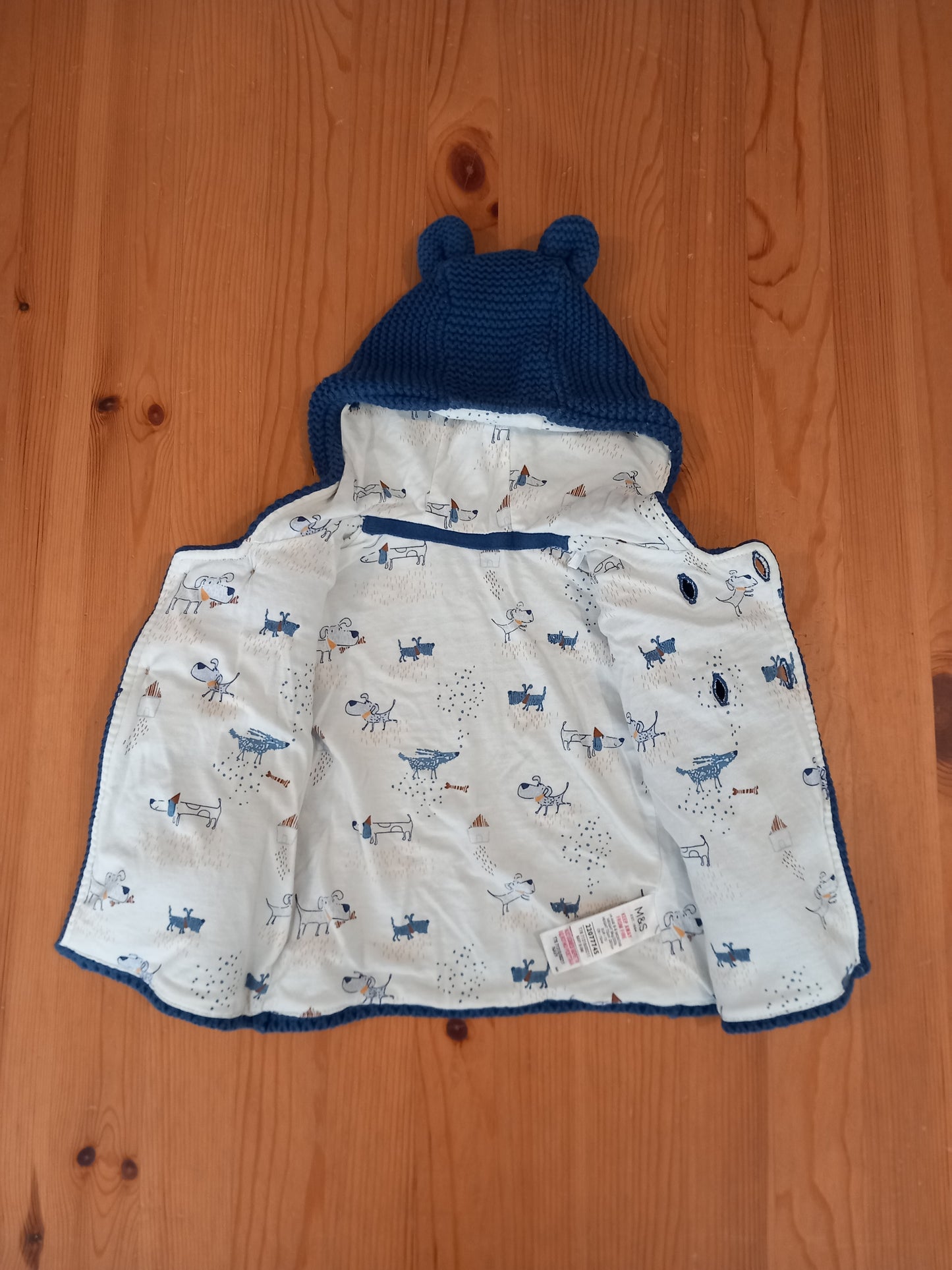 Navy Hooded Dogs Cardigan With Ears - Boys 6-9 months - M&S