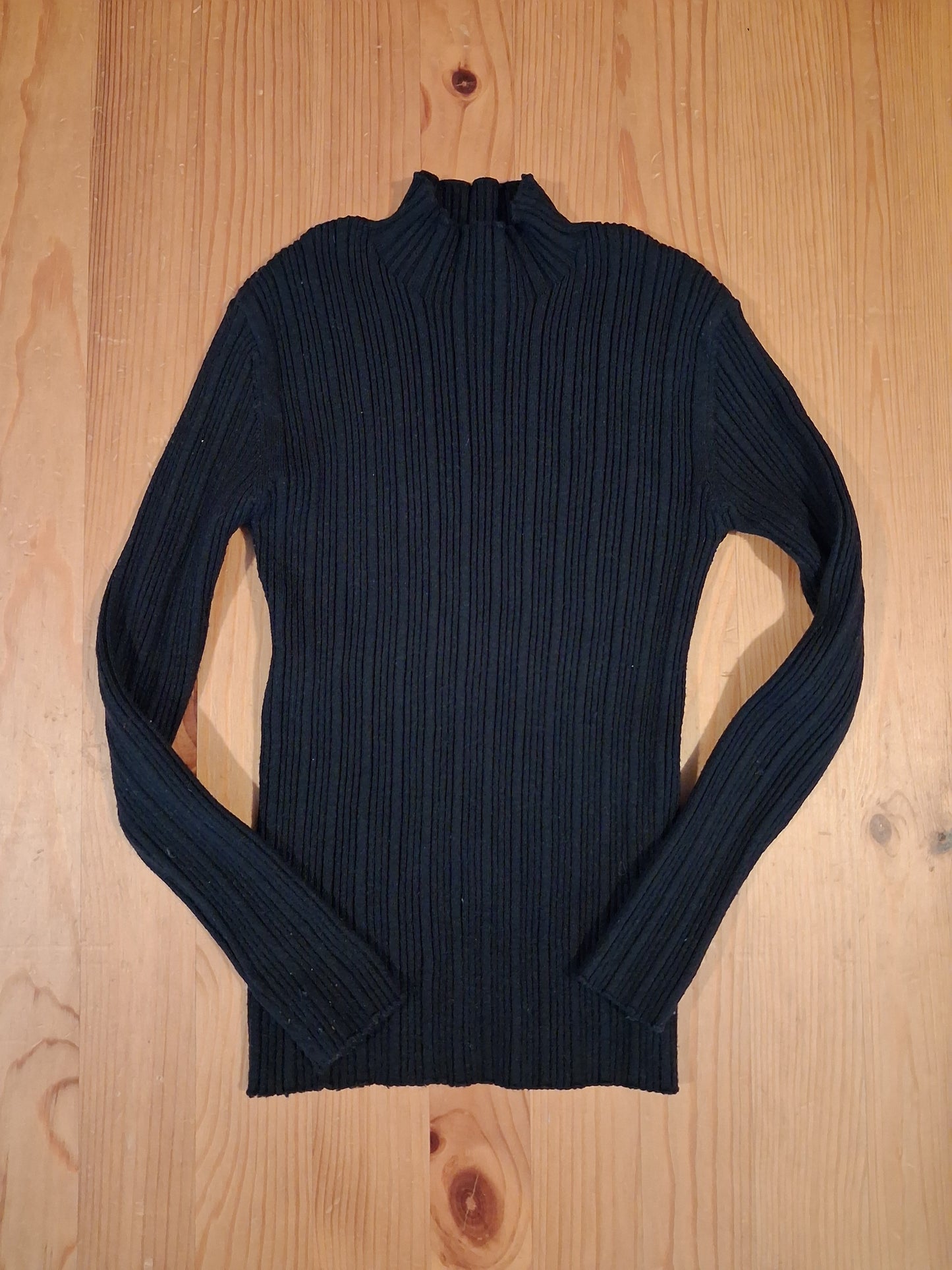 Black Ribbed High Neck Long Sleeve Top - Girls 7 years - TU