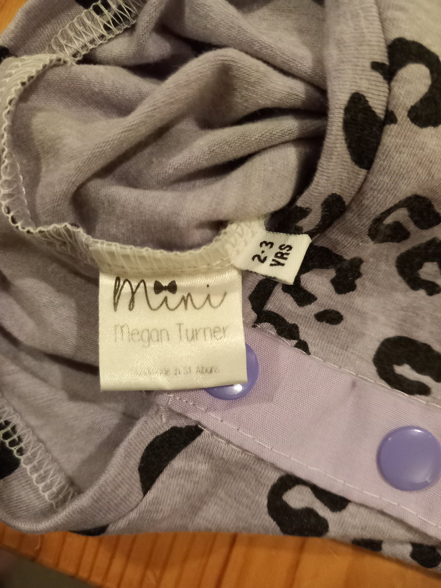 Handmade Lilac Animal Print Bow Back Bodysuit - Girls 2-3 years - Mini By Megan Turner