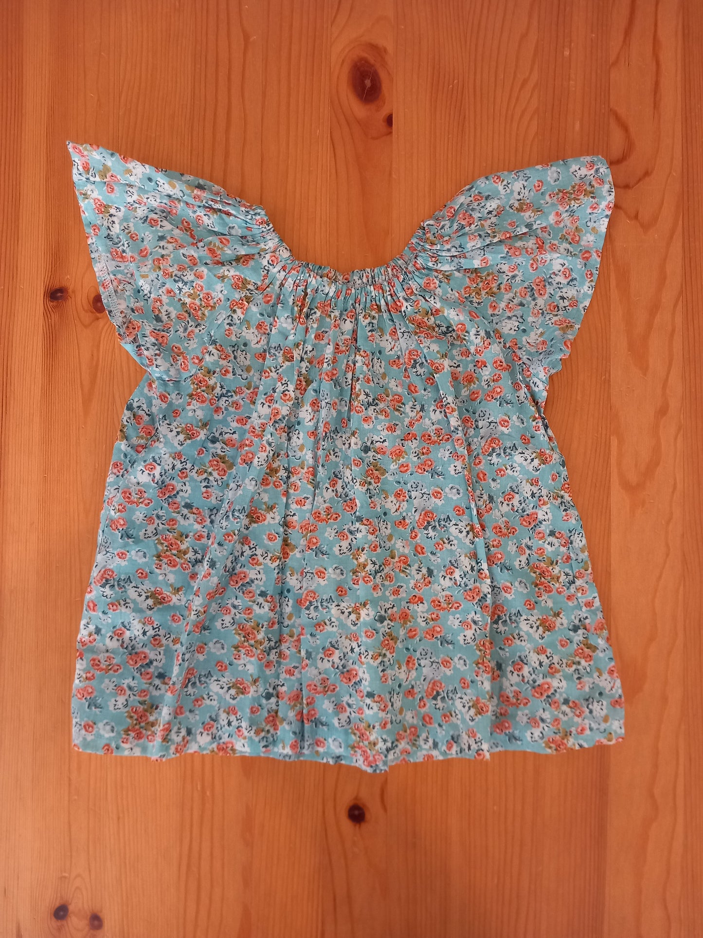 Handmade Floral Short Sleeve Top - Girls 3-4 years - Winnie Woo Handmade Childrenswear