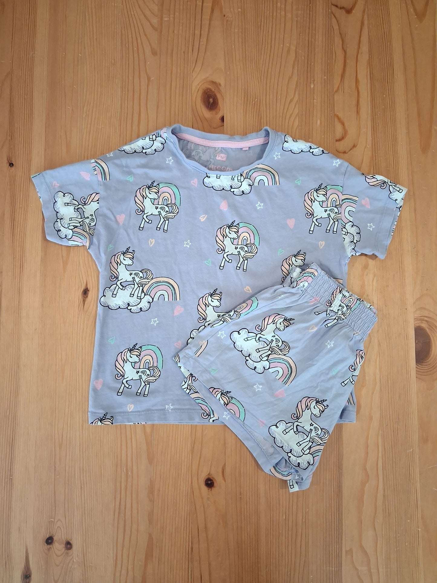 Light Purple Unicorn Shorts Pyjamas - Girls 5-6 years - F&F