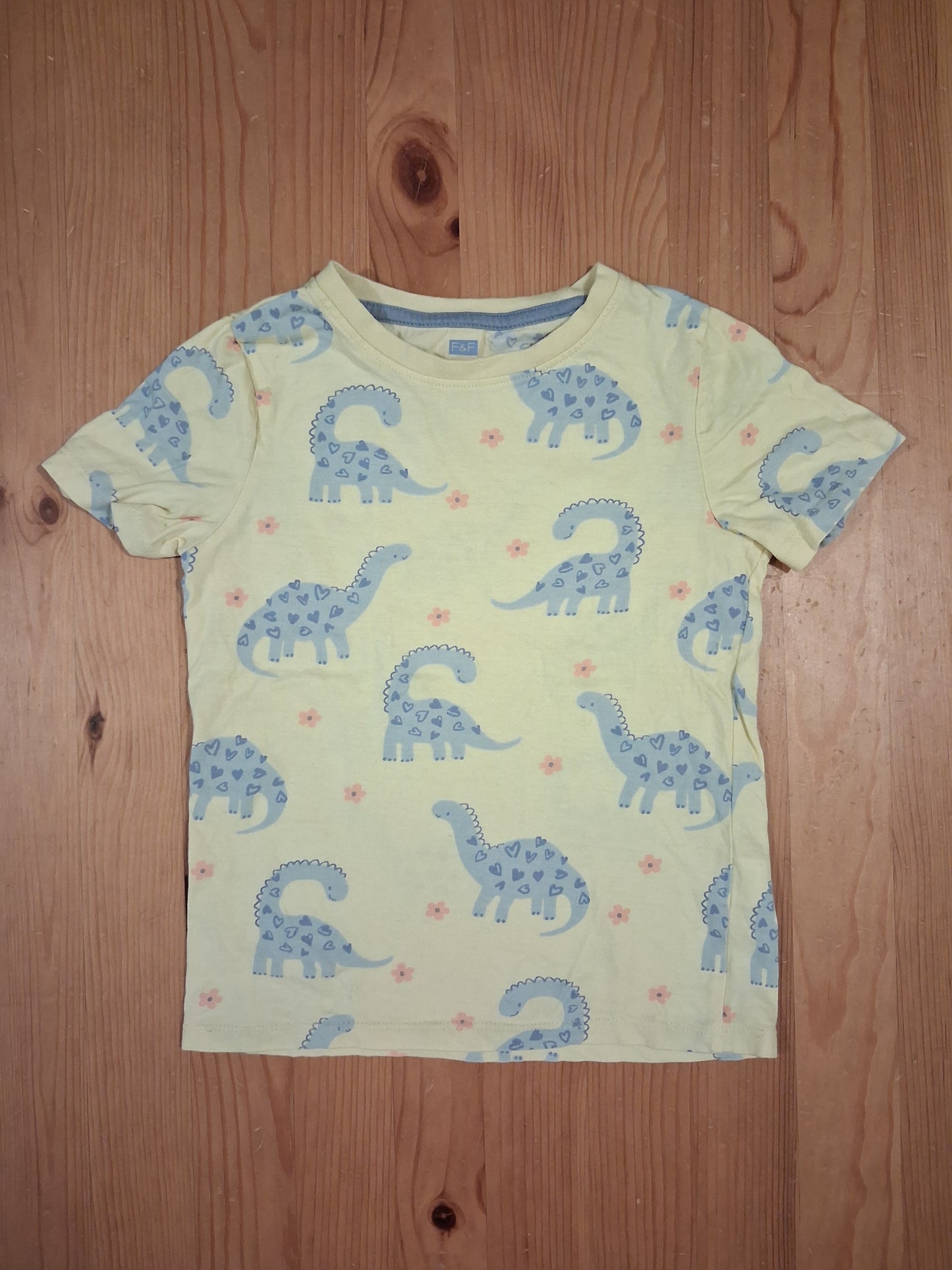 Yellow Dinosaurs & Flowers Shorts Pyjamas - Girls 5-6 years - F&F