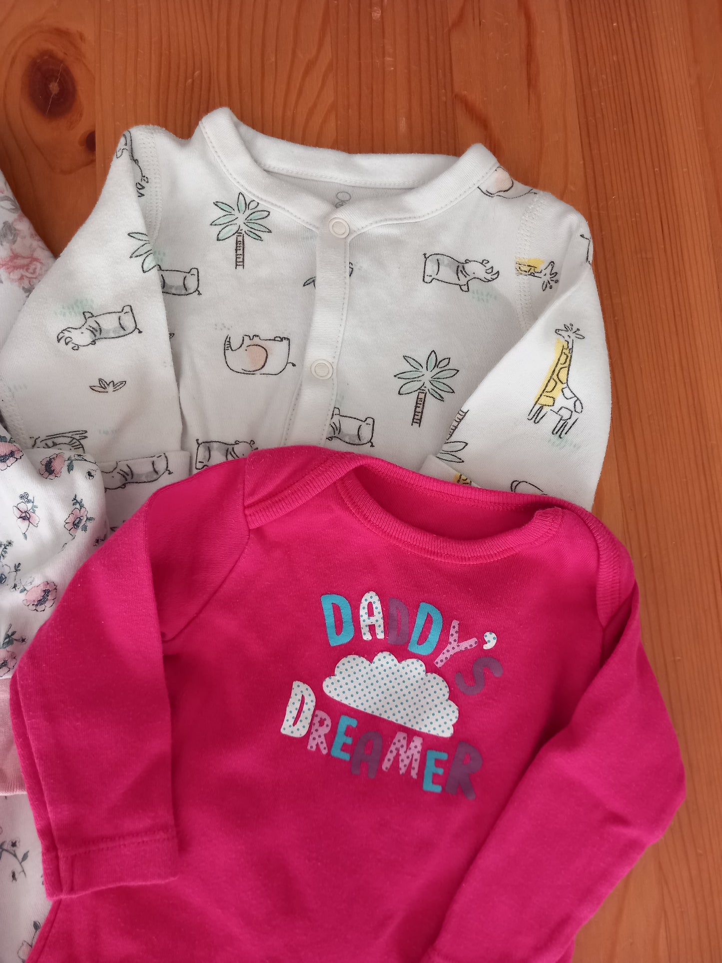 4 x Sleepsuits - Girls mixed sizes - Mixed Brands