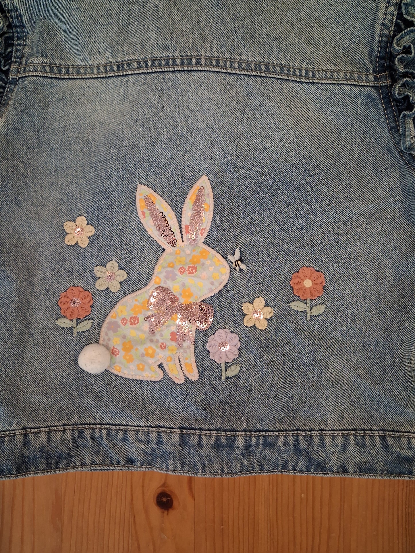 Distressed Look Denim Jacket With Pictures - Girls 6-7 years - TU