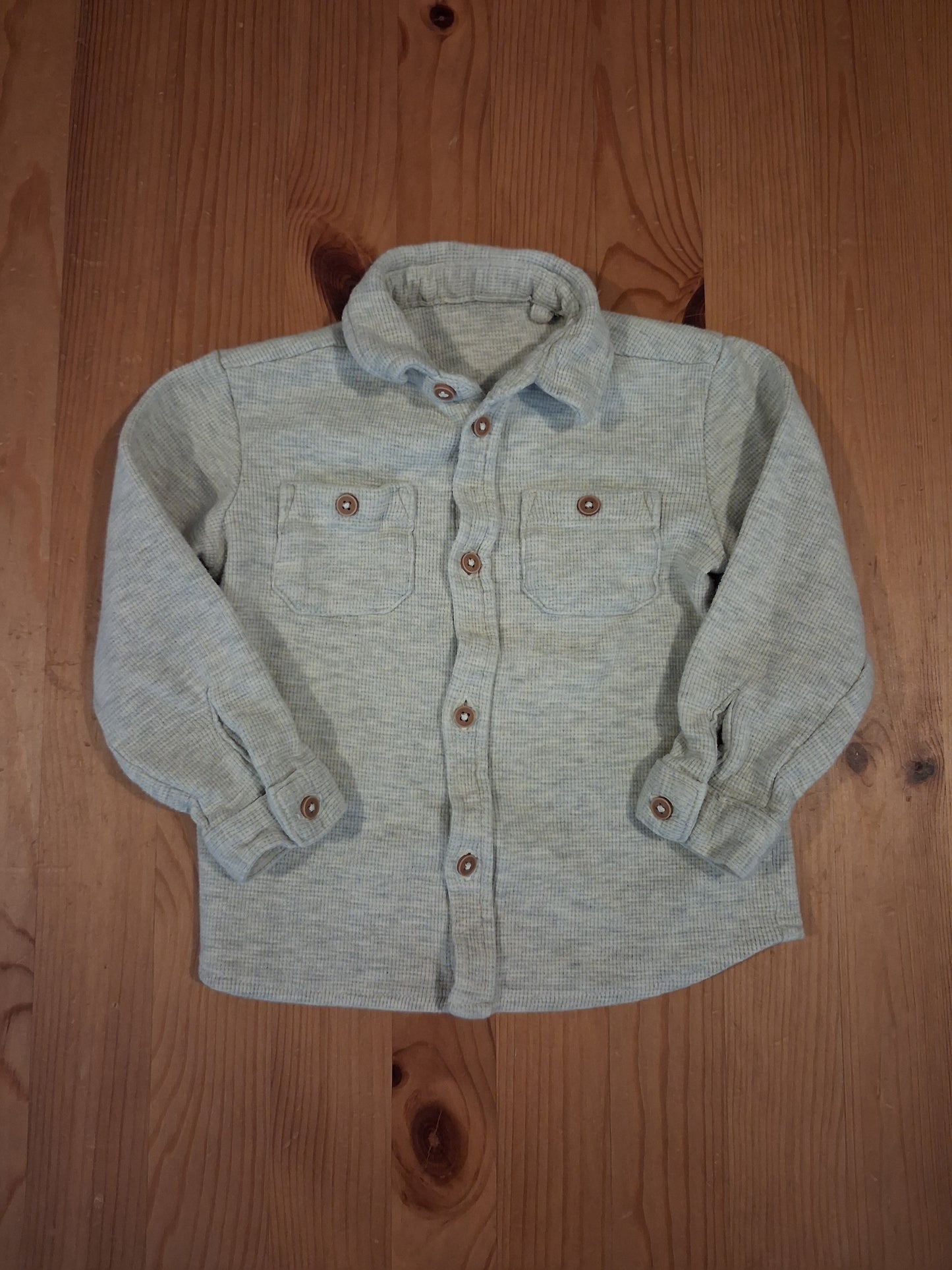 Cream/Light Grey Waffle Fabric Thicker Shirt - Boys 18-24 months - George