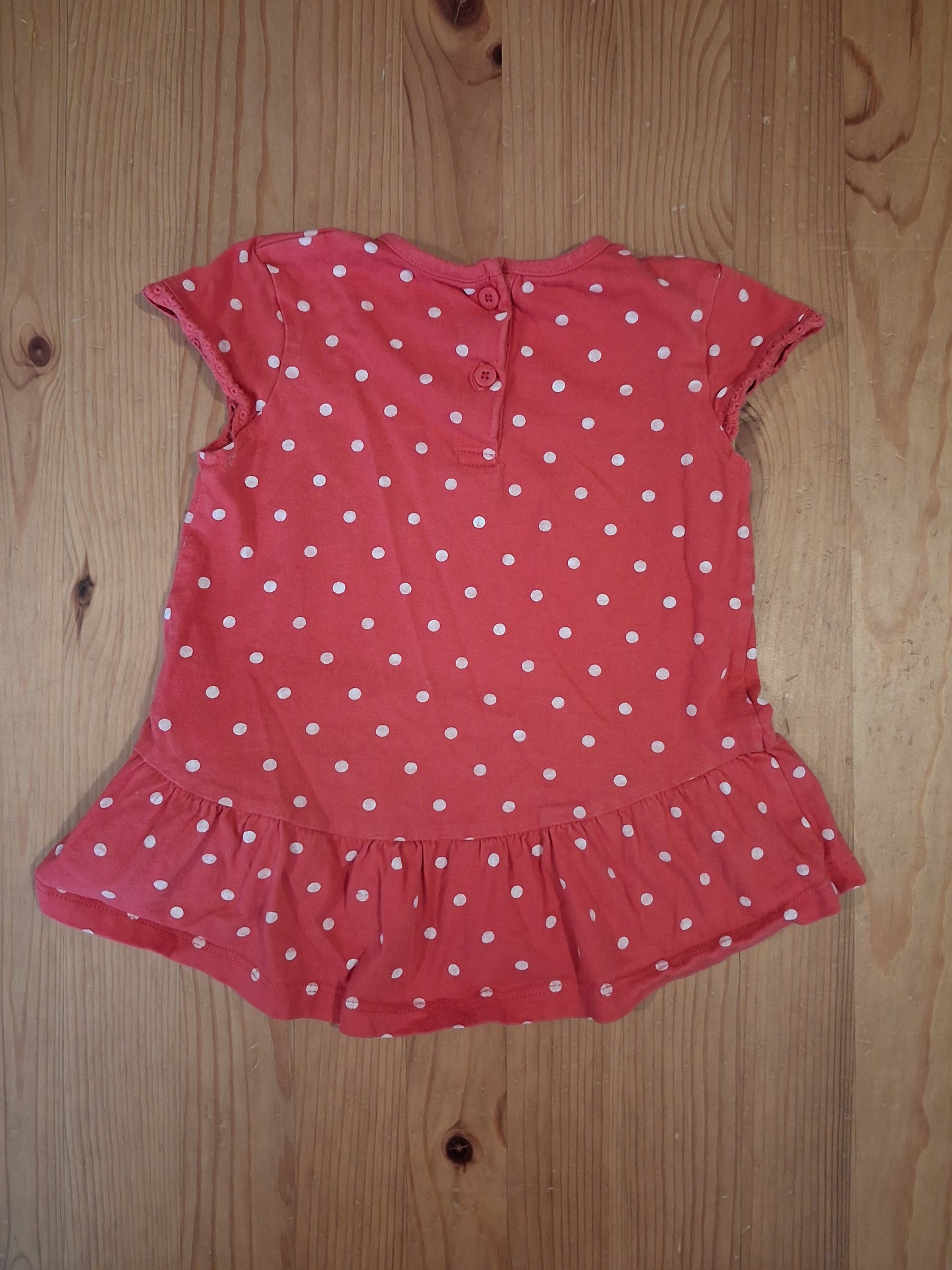 Pink Spotty Short Sleeve Top -Girls 12-18 months - F&F