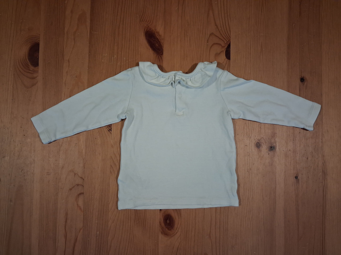 White Ruffle Collar Long Sleeve Top - Girls 12-18 months - M&S