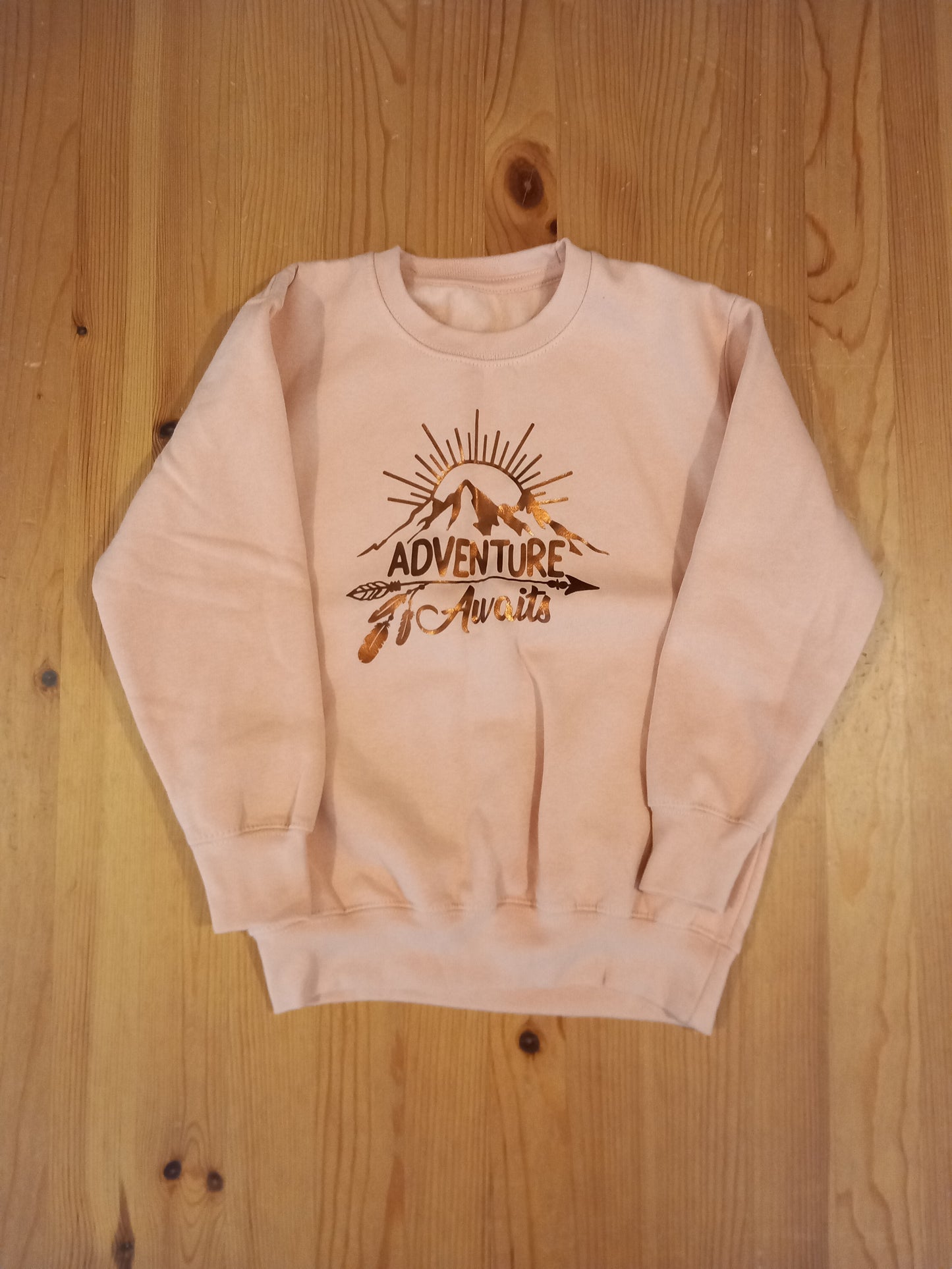 Light Pink 'Adventure Awaits' Sweatshirt - Girls 5-6 years - Brand unknown