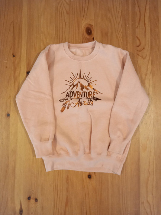 Light Pink 'Adventure Awaits' Sweatshirt - Girls 5-6 years - Brand unknown
