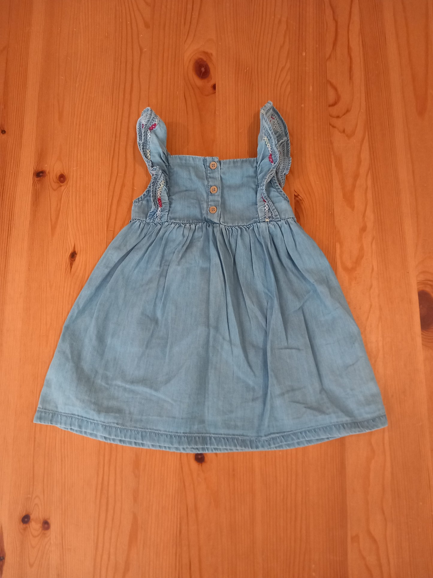 Embroidered Denim Look Dress - Girls 12-18 months - F&F