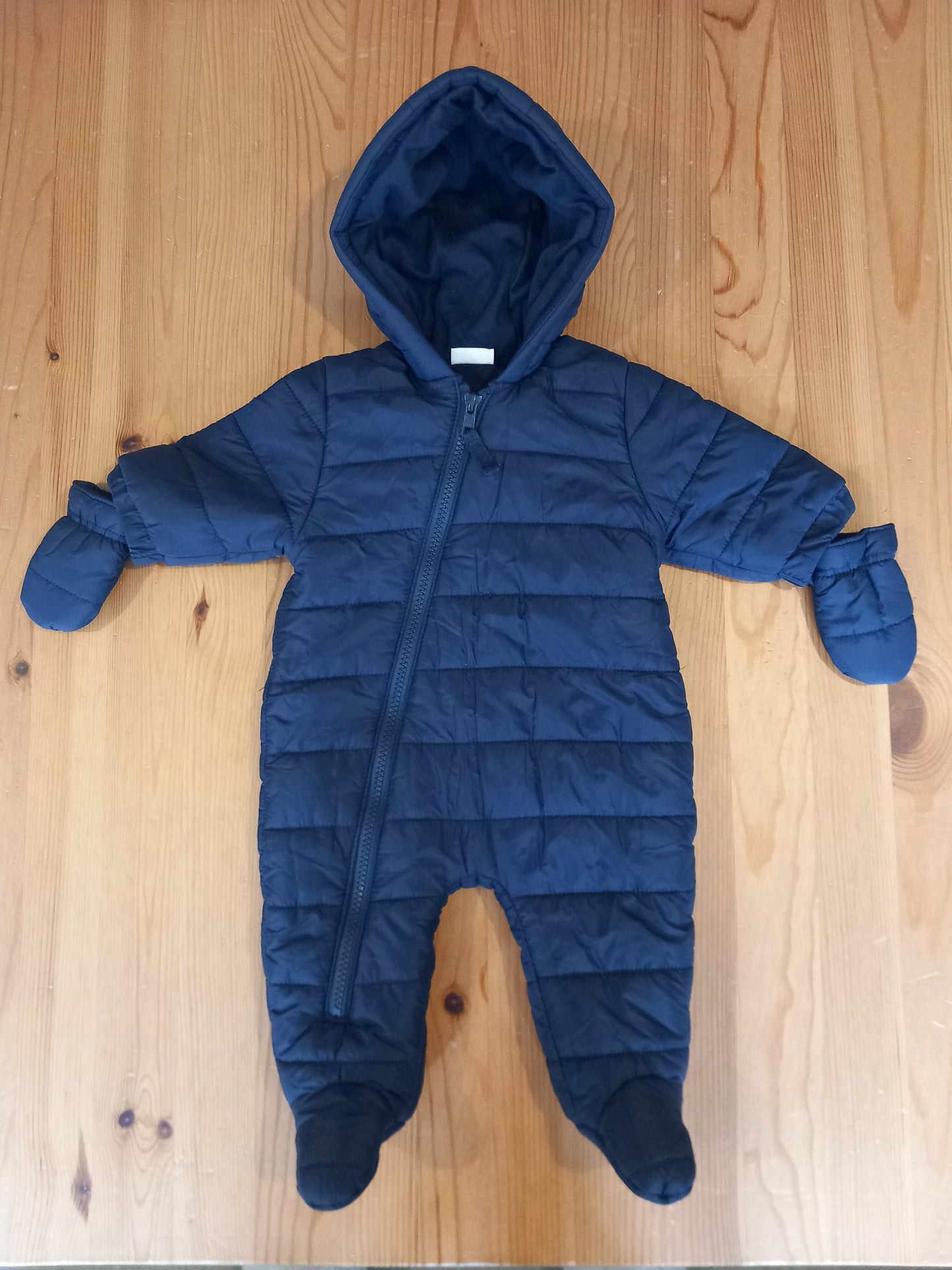 Navy Pramsuit With Detachable Mittens - Boys up to 3 months - Next
