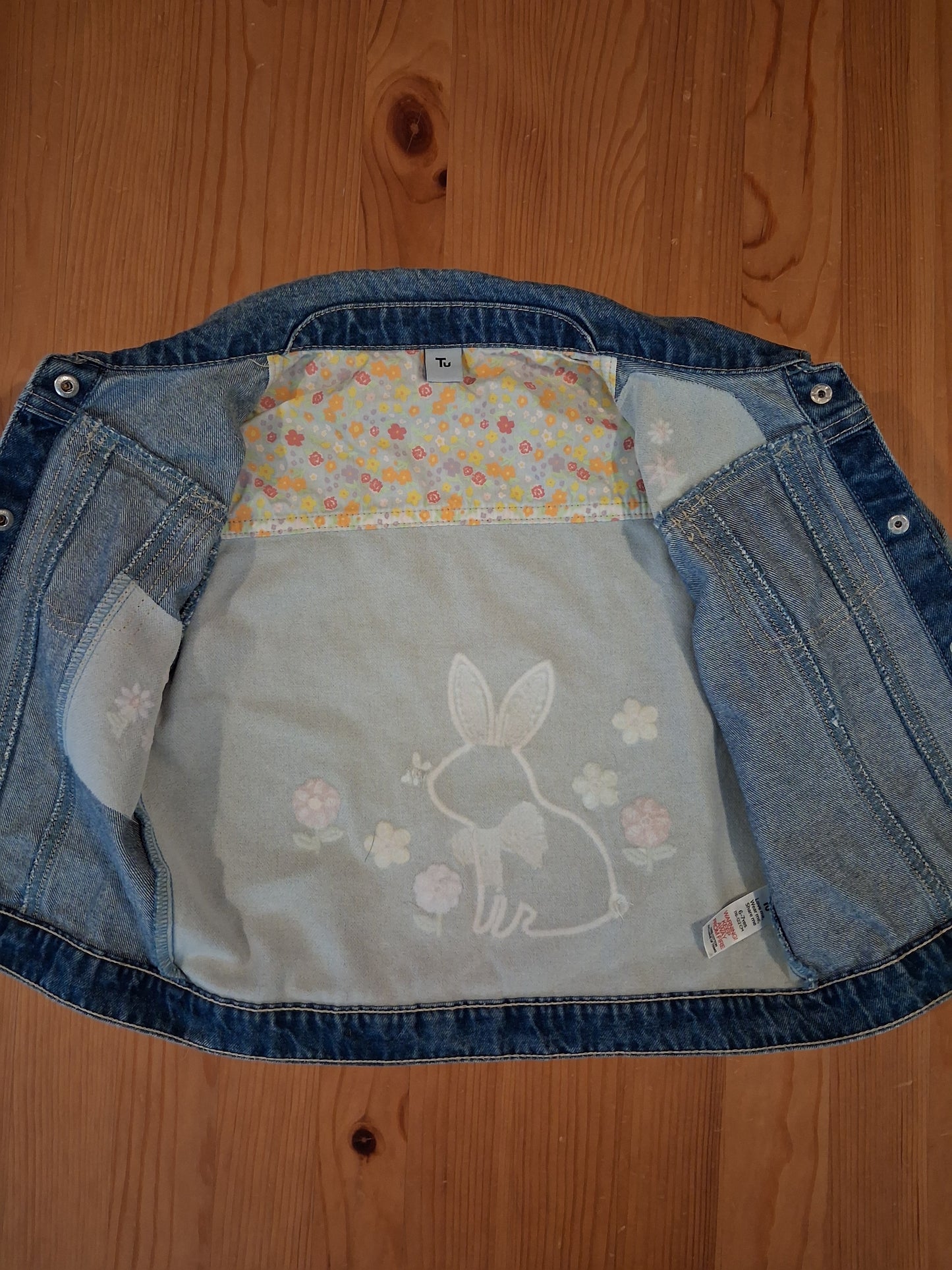 Distressed Look Denim Jacket With Pictures - Girls 6-7 years - TU