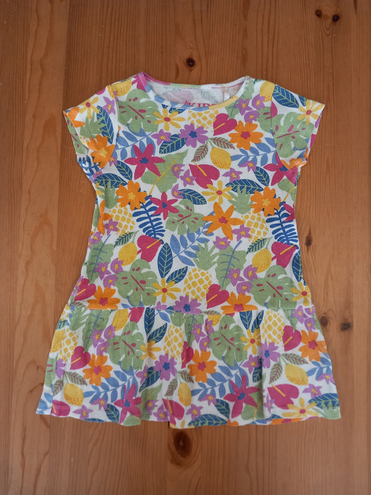 Ribbed Floral Short Sleeve Dress - Girls 2-3 years - Peacocks