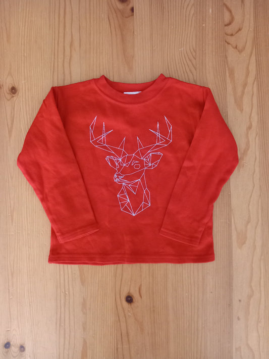 Red Reindeer Christmas Long Sleeve Top - Unisex 1-2 years - Fred & Noah