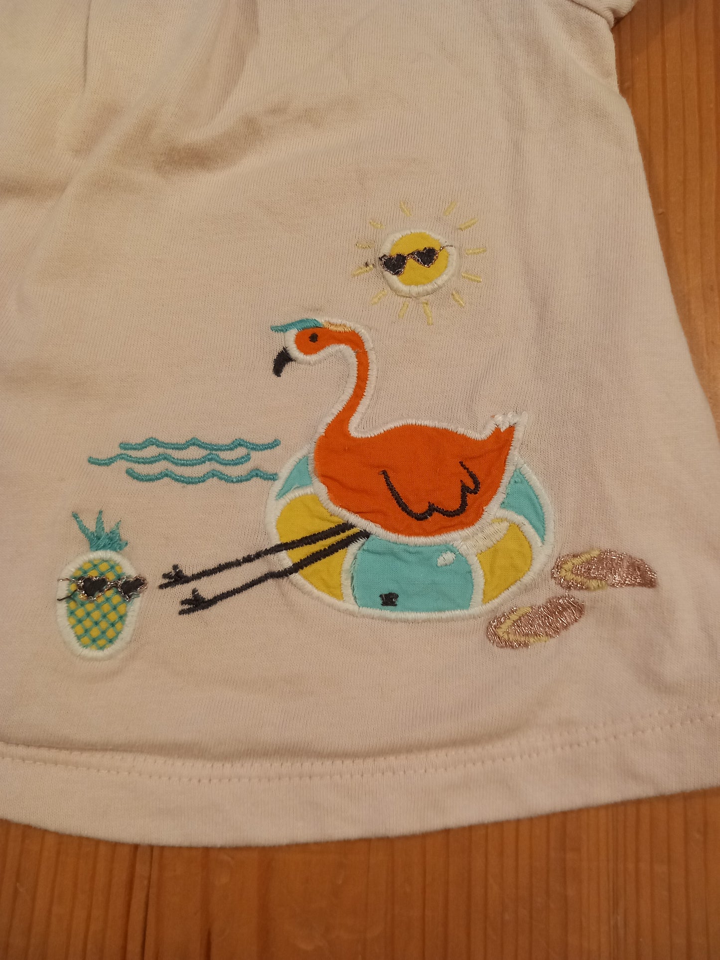 Light Pink Flamingo Short Sleeve Top - Girls 6-9 months - Bluezoo