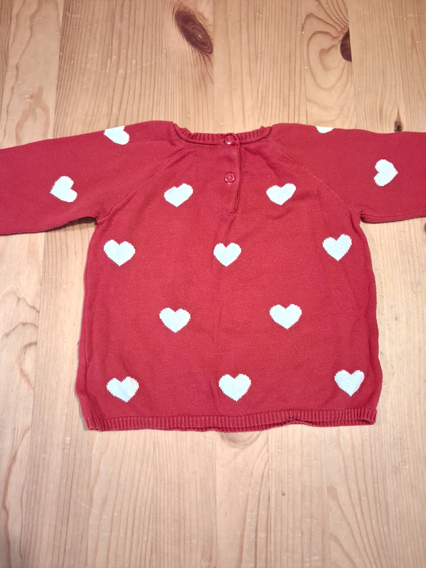 Red Hearts Lightweight Jumper - Girls 6-9 months - H&M