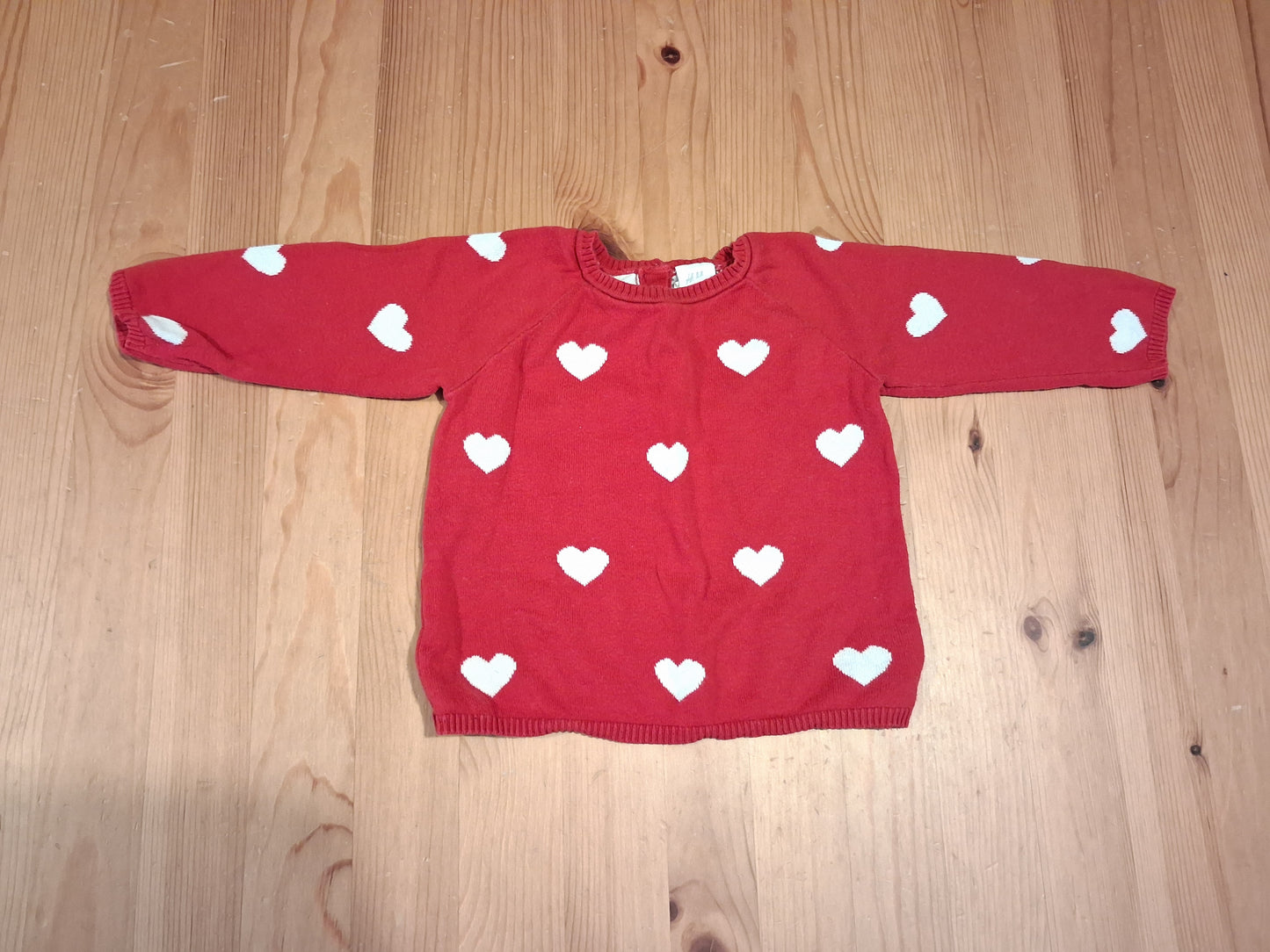 Red Hearts Lightweight Jumper - Girls 6-9 months - H&M